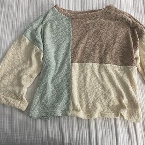 Size large warm, cozy color block sweater